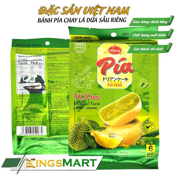 Bánh Pía Lá Dứa Sầu Riêng Chay - Thương hiệu Thiên Sa - Túi 120g/6 bánh - Ảnh 3