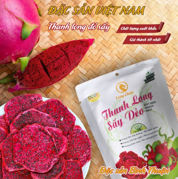 Thanh long đỏ sấy dẻo - Thương hiệu Long Châu - Đặc sản Long An - Túi 100g - Kingsmart - Ảnh 3