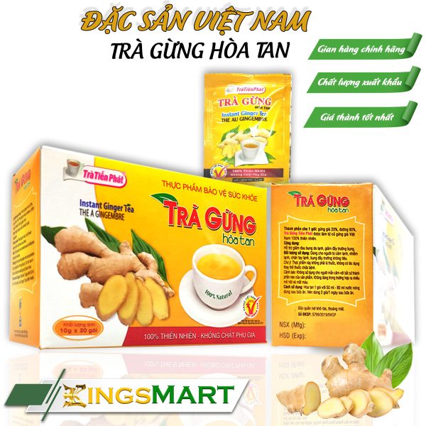 Trà Gừng Hòa Tan 200g - Thương hiệu TIẾN PHÁT - Đặc sản Quy Nhơn - Hộp 20 Gói x 10g/Gói - Ảnh 2
