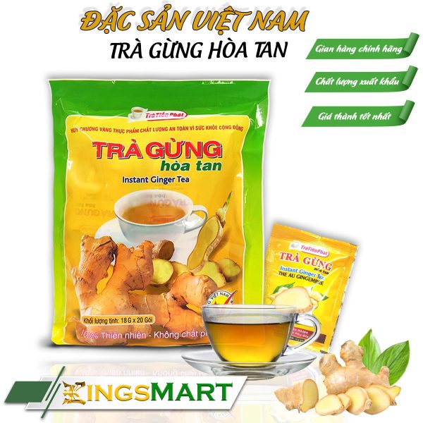 Trà Gừng Hòa Tan 360g – Thương hiệu TIẾN PHÁT – Túi 20 Gói x 18g/Gói