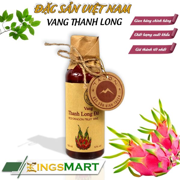 Vang Thanh Long Đỏ – Thương hiệu Tazon Hàm Đức – Đặc sản Bình Thuận – Chai 180ml – Kingsmart