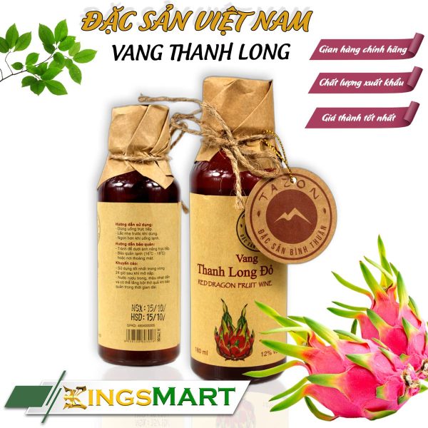 Vang Thanh Long Đỏ – Thương hiệu Tazon Hàm Đức – Đặc sản Bình Thuận – Chai 180ml – Kingsmart - Ảnh 3