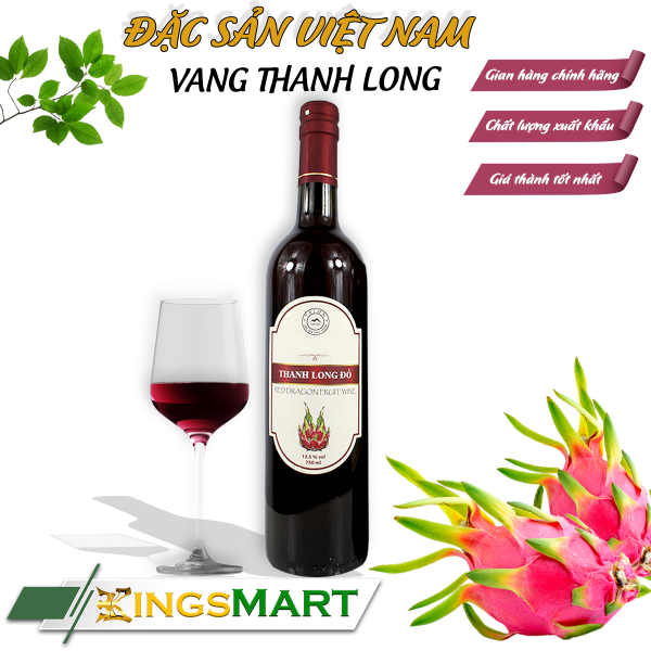 Vang Thanh Long Đỏ – Thương hiệu Tazon Hàm Đức – Đặc sản Bình Thuận – Chai 750ml – Kingsmart - Ảnh 2