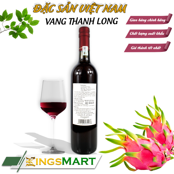 Vang Thanh Long Đỏ – Thương hiệu Tazon Hàm Đức – Đặc sản Bình Thuận – Chai 750ml – Kingsmart - Ảnh 3