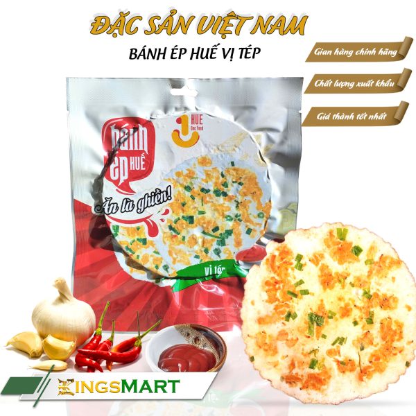 Bánh Ép Huế Vị Tép - Thương hiệu HUE ONE FOOD - Đặc sản Cố Đô Huế - Túi Snack 40g - Kingsmart
