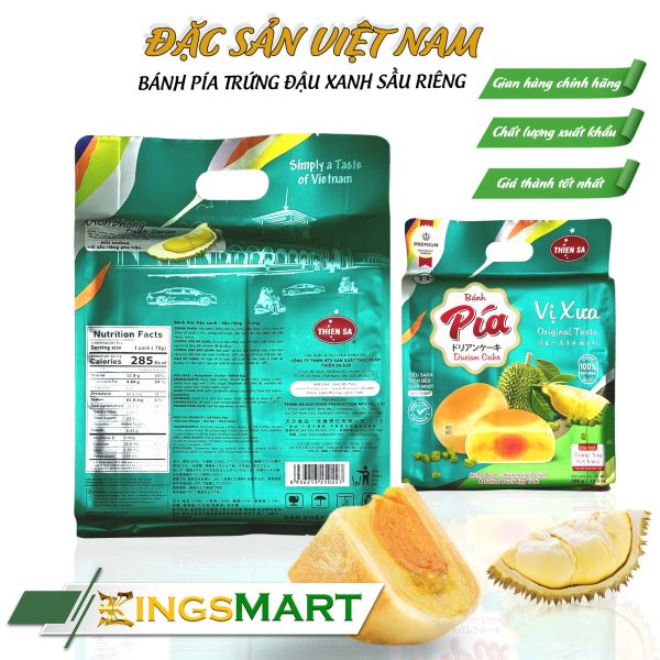 Bánh Pía Trứng Đậu Xanh Sầu Riêng - Thương Hiệu THIÊN SA - Túi 300g/4 bánh - Kingsmart - Ảnh 2