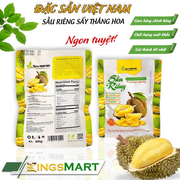 Sầu riêng sấy thăng hoa - Thương hiệu THỊNH PHÁT - Đặc sản Tây Nguyên - Túi 100gr - Kingsmart - Ảnh 2