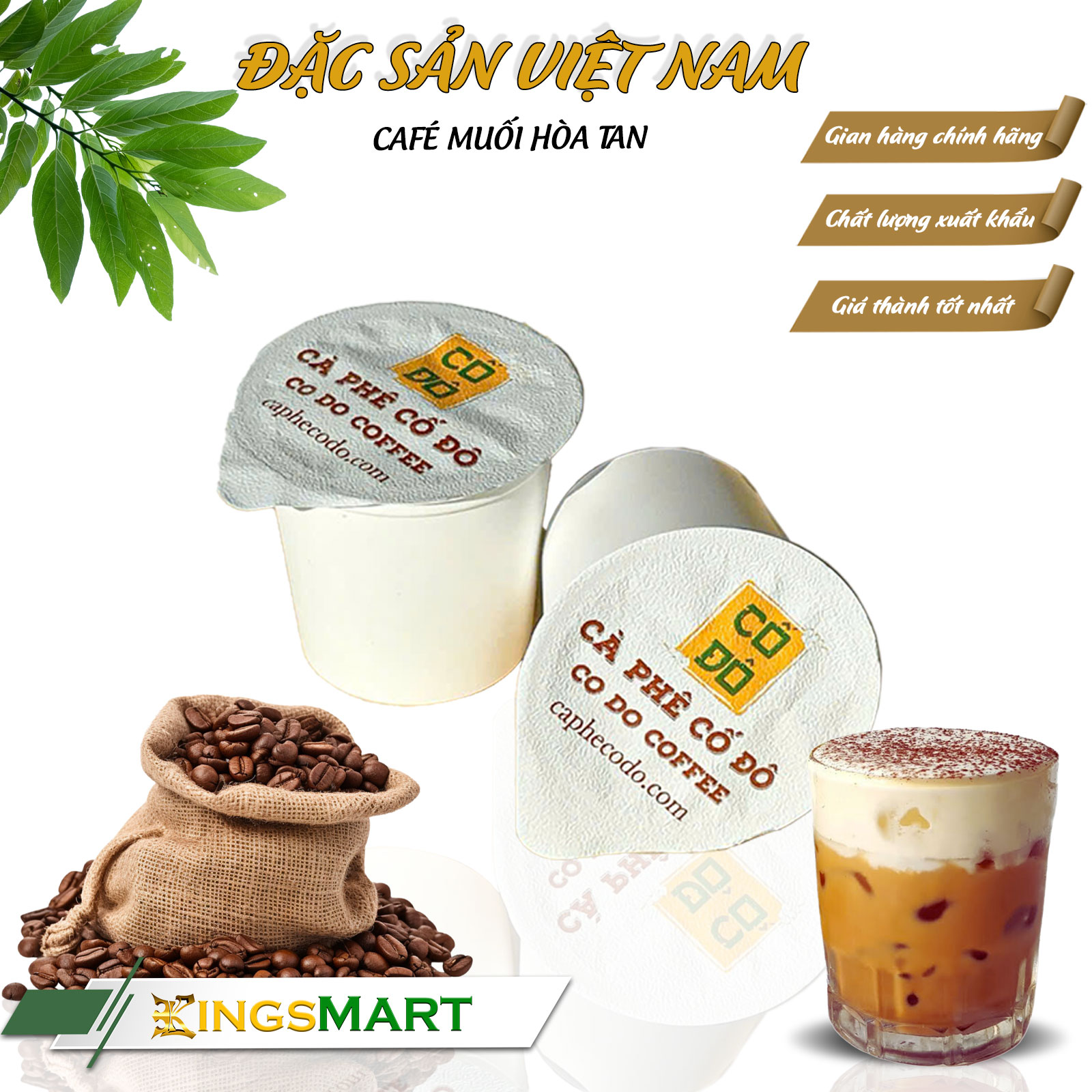 Cà phê muối Huế hòa tan - Thương hiệu CỐ ĐÔ - Đặc sản Huế - Hộp 6 cốc - Kingsmart - Ảnh 2