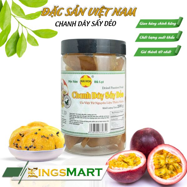 Chanh dây sấy dẻo - Thương hiệu NGÔ MAI HOA - Đặc sản Đà Lạt - Hũ 250g - Kingsmart