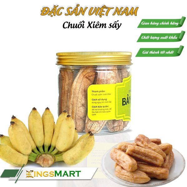 Chuối Xiêm Sấy Dẻo Nguyên Trái - Thương hiệu BẢY HOÀNG - Đặc Sản Cà Mau - Hũ 250gr - Kingsmart - Ảnh 2