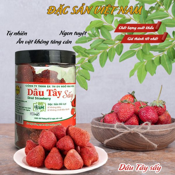 Dâu tây Đà Lạt sấy dẻo - Thương hiệu NGÔ MAI HOA - Hũ 200g - Kingsmart - Ảnh 2