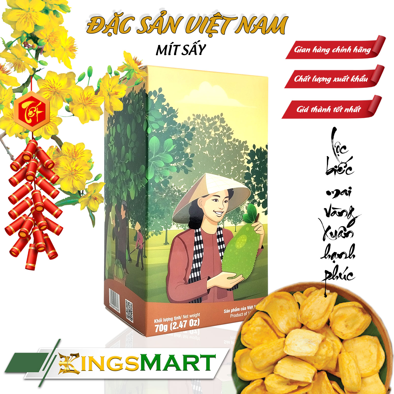 Mít sấy nguyên miếng chuẩn OCOP - Thương hiệu Nam Huy - Đặc sản Đồng Tháp - Hộp 70g - Kingsmart - Ảnh 2