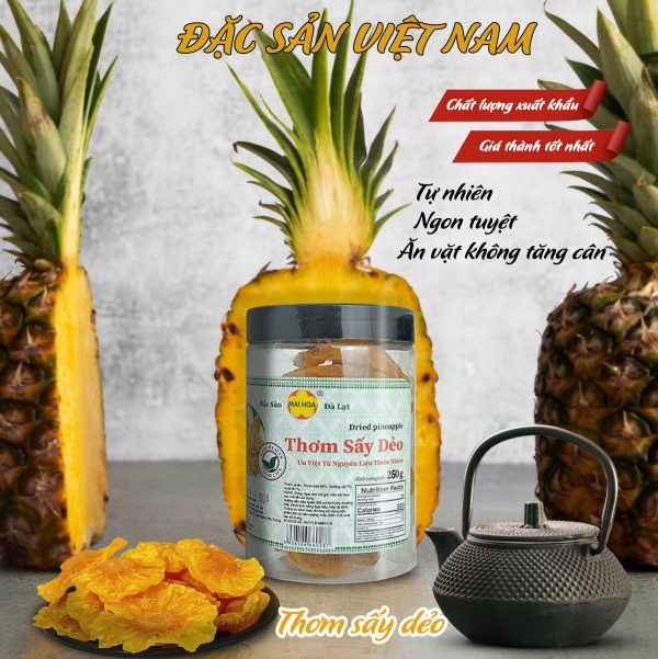 Thơm sấy dẻo muối ớt - Thương hiệu NGÔ MAI HOA - Đặc sản Đà Lạt - Hũ 250g - Kingsmart - Ảnh 2