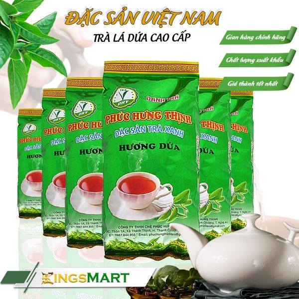 Trà lá dứa thảo mộc – Thương hiệu PHÚC HƯNG THỊNH – Đặc sản đảo chè Thanh Chương – Lốc 6 gói – Kingsmart