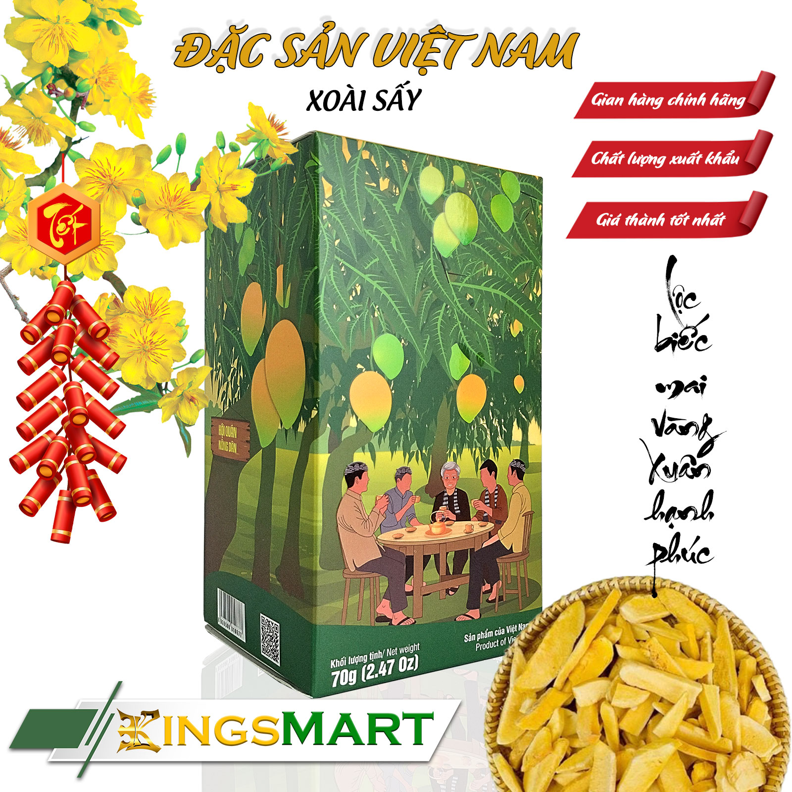 Xoài sấy giòn chuẩn OCOP - Thương hiệu Nam Huy - Đặc sản Đồng Tháp - Hộp 70g - Kingsmart - Ảnh 2