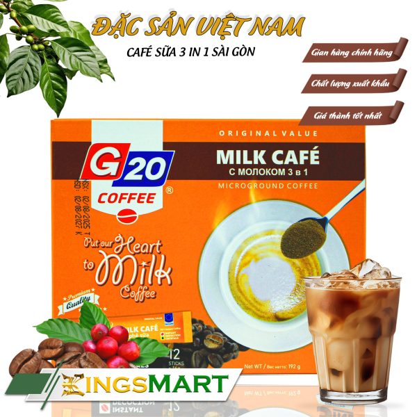 Cà Phê Sữa Hòa Tan 3in1 Gu Sài Gòn - Thương Hiệu G20 COFFEE THIÊN SA - Hộp 320g/20 gói - Kingsmart - Ảnh 3