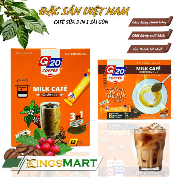 Cà Phê Sữa Hòa Tan 3in1 Gu Sài Gòn - Thương Hiệu G20 COFFEE THIÊN SA - Hộp 320g/20 gói - Kingsmart - Ảnh 2