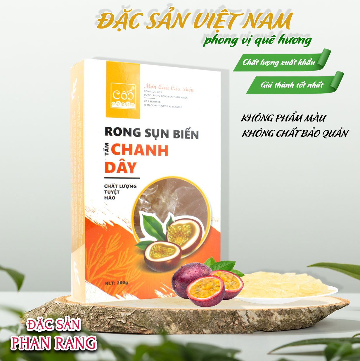 Rong sụn biển vị chanh dây - Thương hiệu CÔ 5 - Đặc sản Ninh Thuận - Hũ 185g - Kingsmart - Ảnh 3