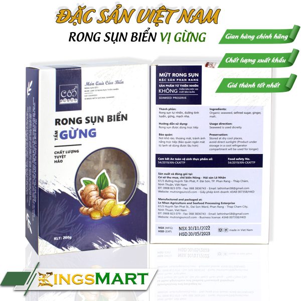 Rong sụn biển vị gừng - Thương hiệu CÔ 5 - Đặc sản Ninh Thuận - Hộp 185g - Kingsmart - Ảnh 3