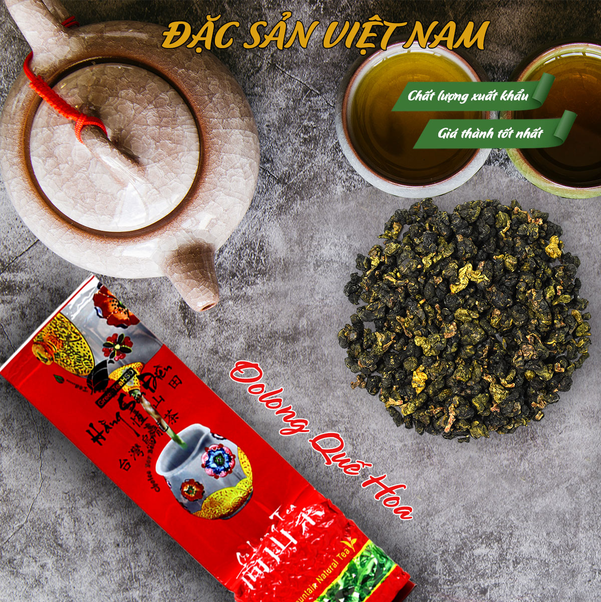 Trà Oolong quế hoa - Thương hiệu Hằng Sơn Điền - Đặc sản Sa Pa - Túi 200g - Kingsmart - Ảnh 3