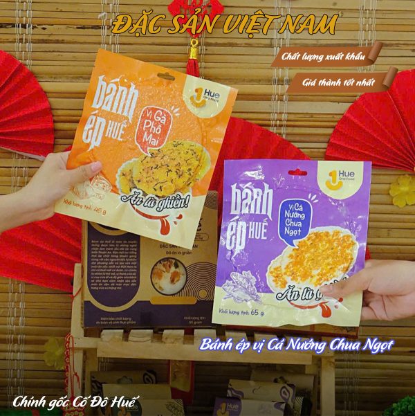Bánh Ép Huế Vị Cá Nướng Chua Ngọt - Thương hiệu HUE ONE FOOD - Đặc sản Cố Đô Huế - Túi Snack 40g - Kingsmart - Ảnh 3