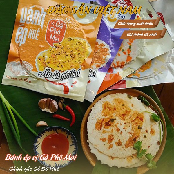 Bánh Ép Huế Vị Gà Phô Mai - Thương hiệu HUE ONE FOOD - Đặc sản Cố Đô Huế - Túi Snack 40g - Kingsmart - Ảnh 2