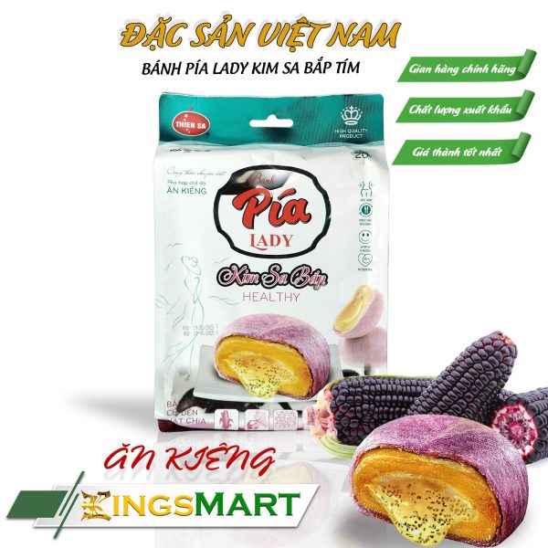 Bánh Pía Kim Sa Bắp Healthy Lady - Thương hiệu Thiên Sa - Túi 480g/12 bánh - Kingsmart