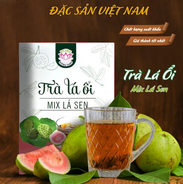 Trà lá ổi mix lá sen - Thương hiệu Ba Tre - Đặc sản Đồng Tháp - Hộp 110g/30 túi lọc - Kingsmart - Ảnh 4