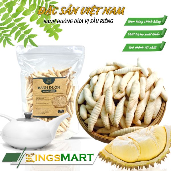 Bánh đuông dừa sầu riêng - Thương hiệu LÒ BÁNH THANH TÂM - Đặc sản miền Tây - Túi 500g - Kingsmart