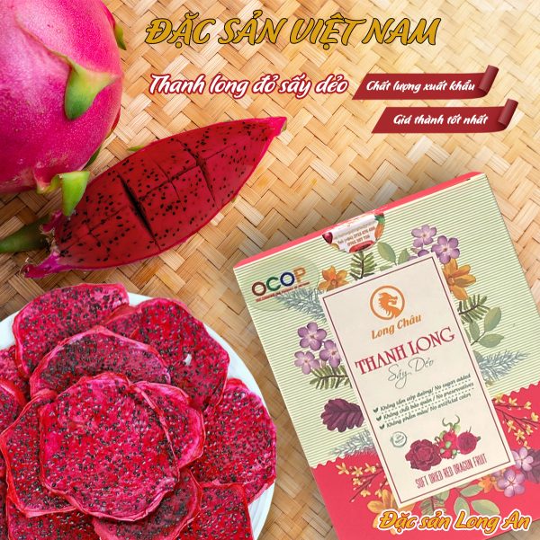 Thanh long đỏ sấy dẻo - Thương hiệu LONG CHÂU - Đặc sản Long An - Hộp 150g - Kingsmart - Ảnh 3