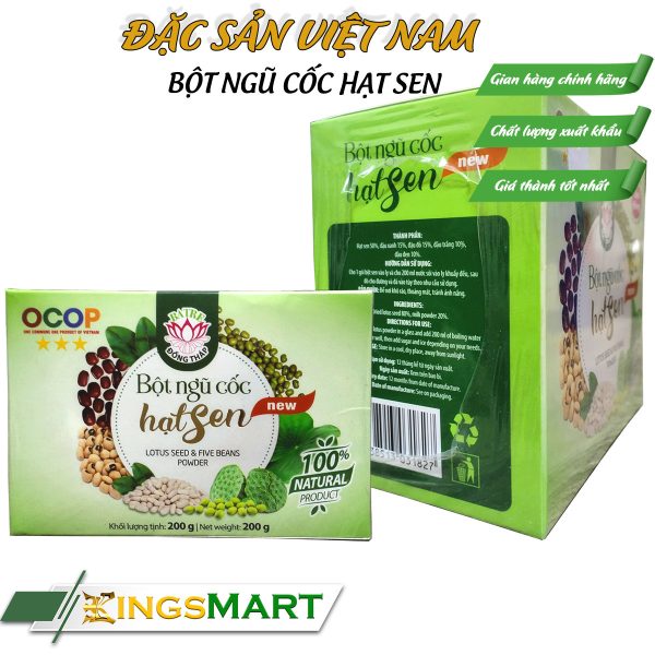 Bột Ngũ Cốc Hạt Sen - Thương hiệu Ba Tre - Đặc sản Đồng Tháp - Hộp 200g - Kingsmart - Ảnh 2