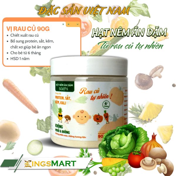 Hạt nêm ăn dặm rau củ cho bé - Thương hiệu SACHI - Hũ 90g - Kingsmart