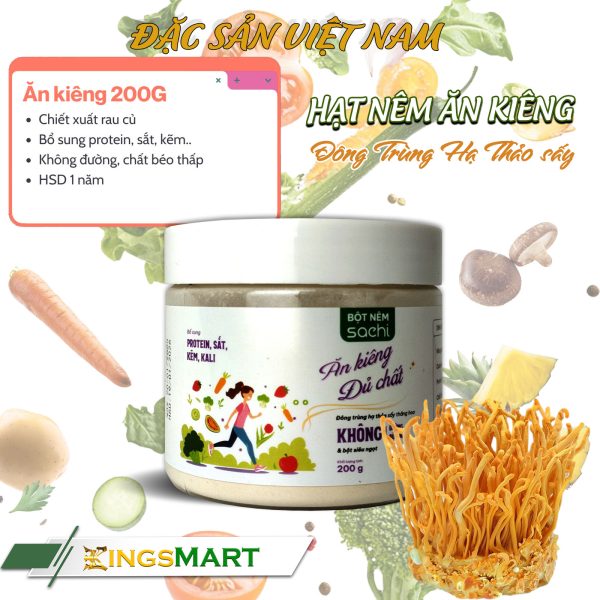 Hạt nêm ăn kiêng đủ chất từ rau củ - Thương hiệu SACHI - Hũ 200g - Kingsmart