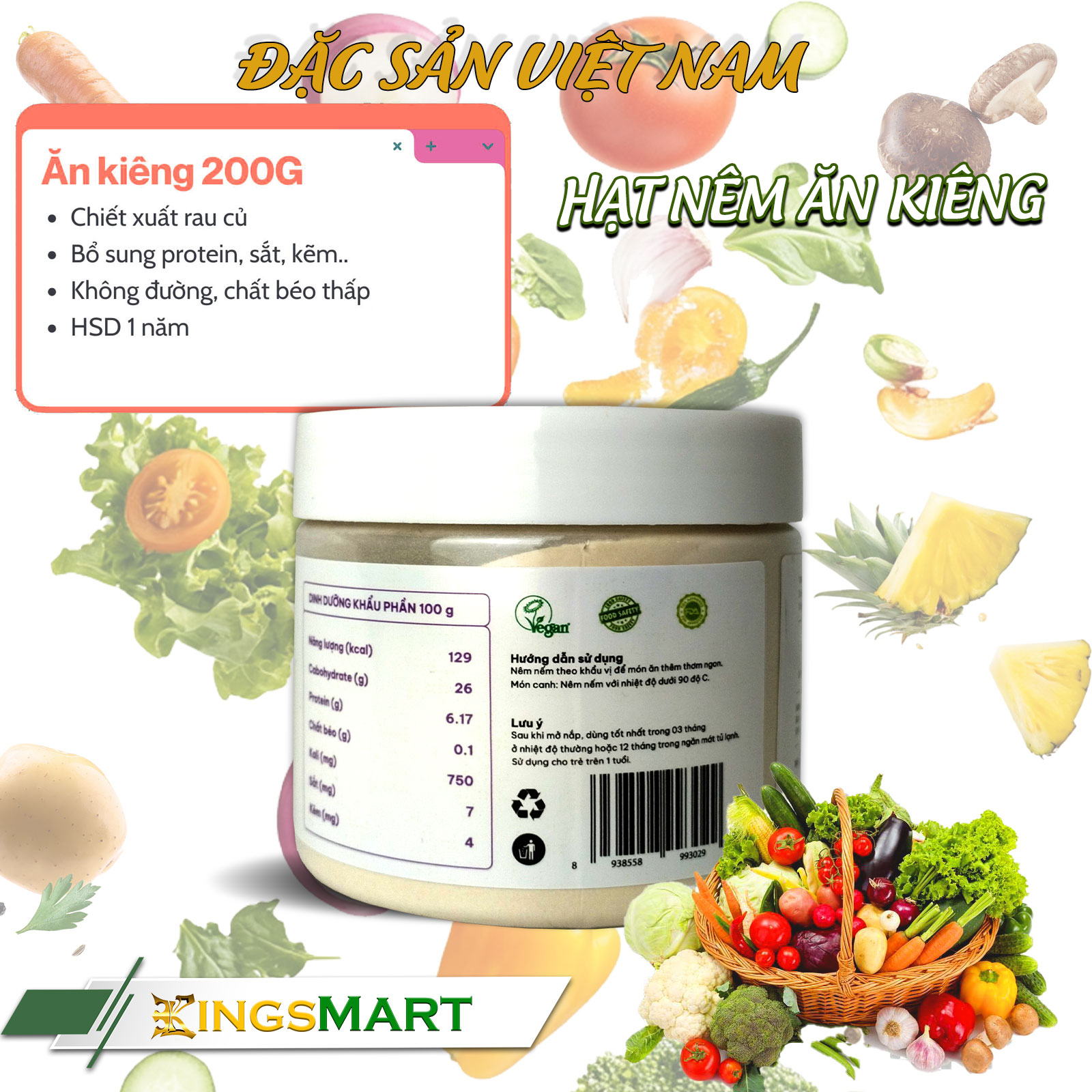 Hạt nêm ăn kiêng đủ chất từ rau củ - Thương hiệu SACHI - Hũ 200g - Kingsmart - Ảnh 2