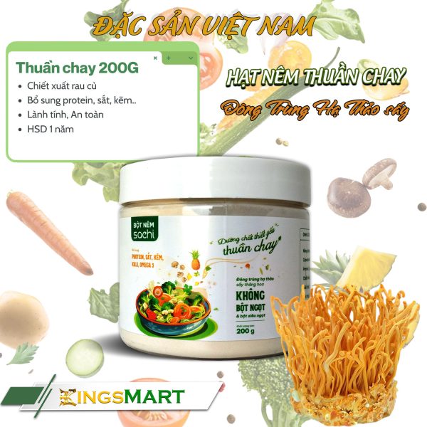 Hạt nêm rau củ thuần chay - Thương hiệu SACHI - Hũ 200g - Kingsmart