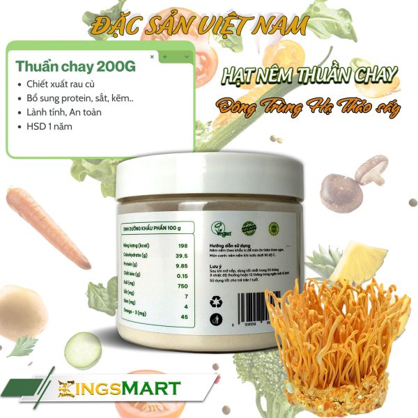 Hạt nêm rau củ thuần chay - Thương hiệu SACHI - Hũ 200g - Kingsmart - Ảnh 2