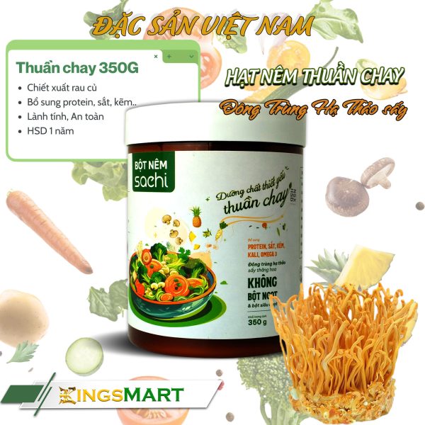 Hạt nêm rau củ thuần chay - Thương hiệu SACHI - Hũ 350g - Kingsmart