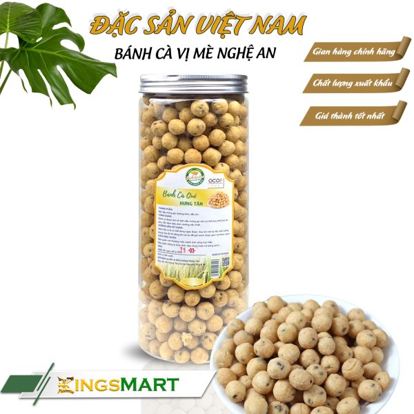 Bánh cà quê vị vừng mè ngọt - Thương hiệu Hưng Tân - Đặc sản Nghệ An - Hũ 500g - Kingsmart