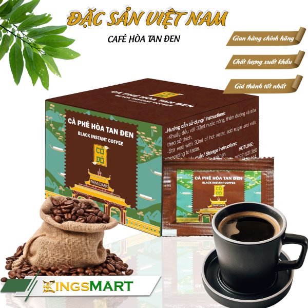 Cà phê đen hòa tan - Thương hiệu CỐ ĐÔ - Hộp 15 gói x 2g/gói - Kingsmart