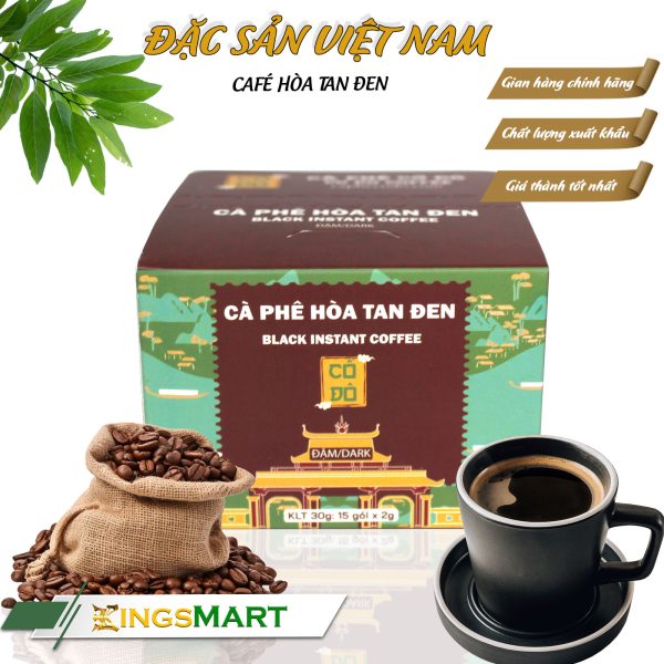 Cà phê đen hòa tan - Thương hiệu CỐ ĐÔ - Hộp 15 gói x 2g/gói - Kingsmart - Image 2