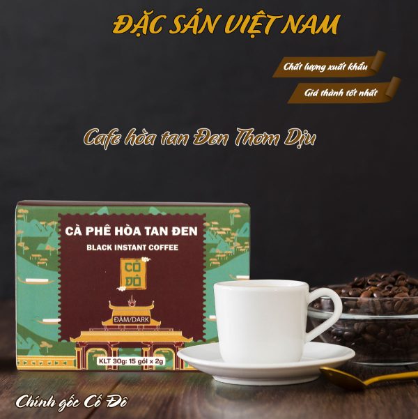 Cà phê đen hòa tan - Thương hiệu CỐ ĐÔ - Hộp 15 gói x 2g/gói - Kingsmart - Image 3