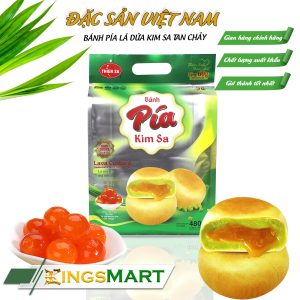 Bánh pía lá dứa kim sa trứng chảy - Thương hiệu Thiên Sa - Túi 480g/12 bánh - Kingsmart