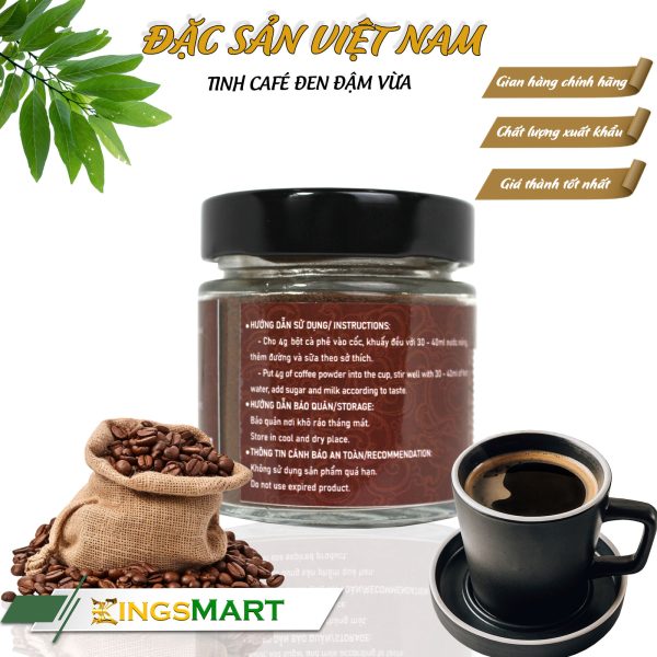Tinh cà phê đen hòa tan Medium đậm, vừa - Thương hiệu CỐ ĐÔ - Dùng ngon cho cà phê đen đường và sữa - Hũ 30g - Kingsmart - Image 2