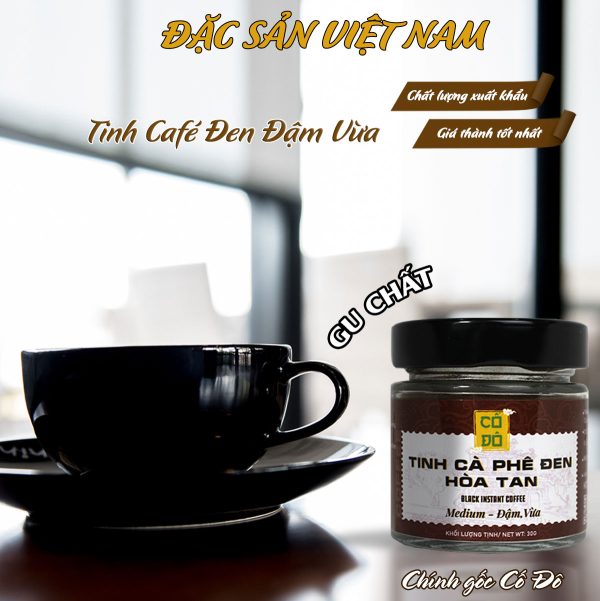Tinh cà phê đen hòa tan Medium đậm, vừa - Thương hiệu CỐ ĐÔ - Dùng ngon cho cà phê đen đường và sữa - Hũ 30g - Kingsmart - Image 3