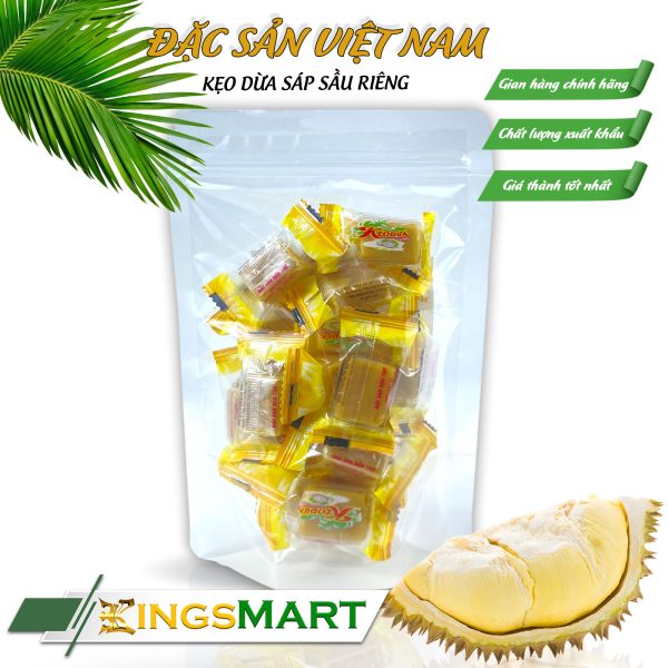 Kẹo dừa sáp dẻo sầu riêng - Thương hiệu Yến Hoàng - Đặc sản Bến Tre - Túi 150g - Kingsmart - Image 2