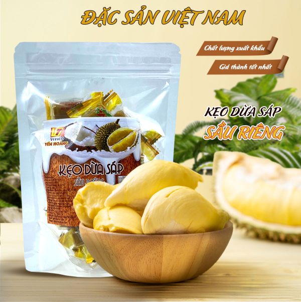 Kẹo dừa sáp dẻo sầu riêng - Thương hiệu Yến Hoàng - Đặc sản Bến Tre - Túi 150g - Kingsmart - Image 3
