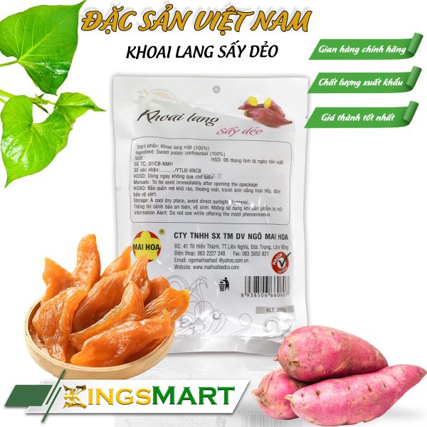 Khoai lang mật sấy dẻo -Thương hiệu NGÔ MAI HOA - Đặc sản Đà Lạt - Túi 200g - Kingsmart - Ảnh 2