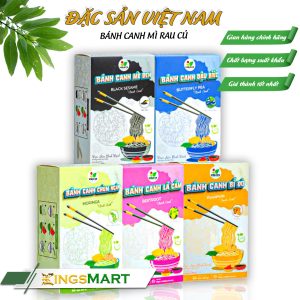 Combo 5 hộp bánh canh gạo rau củ (mè đen, đậu biếc, chùm ngây, lá cẩm, bí đỏ) - Thương hiệu VIDATA - Đặc sản Tây Sơn