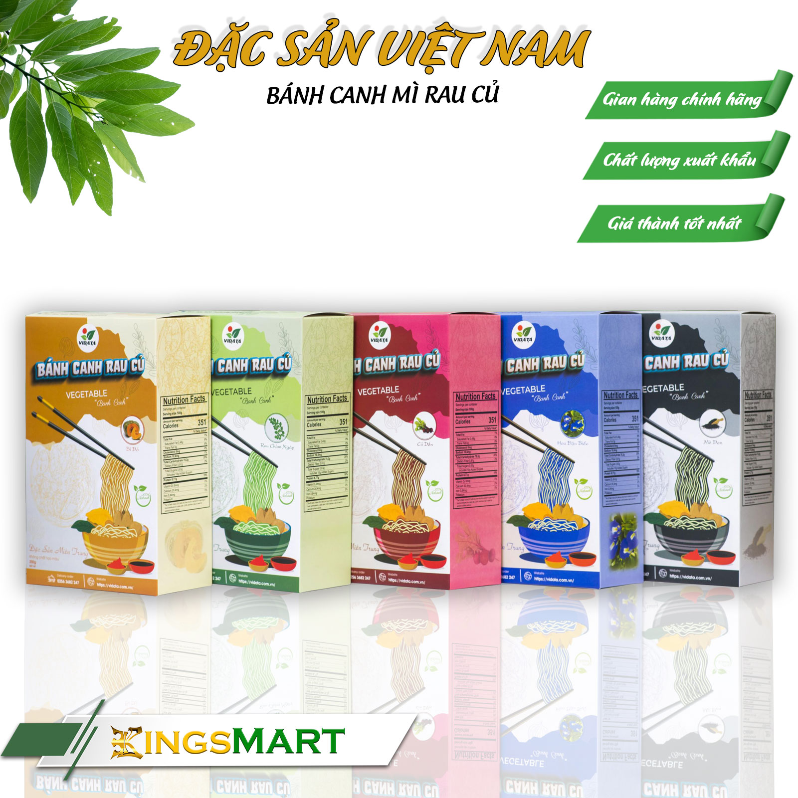 Combo 5 hộp bánh canh gạo rau củ (mè đen, đậu biếc, chùm ngây, lá cẩm, bí đỏ) - Thương hiệu VIDATA - Đặc sản Tây Sơn - Ảnh 2