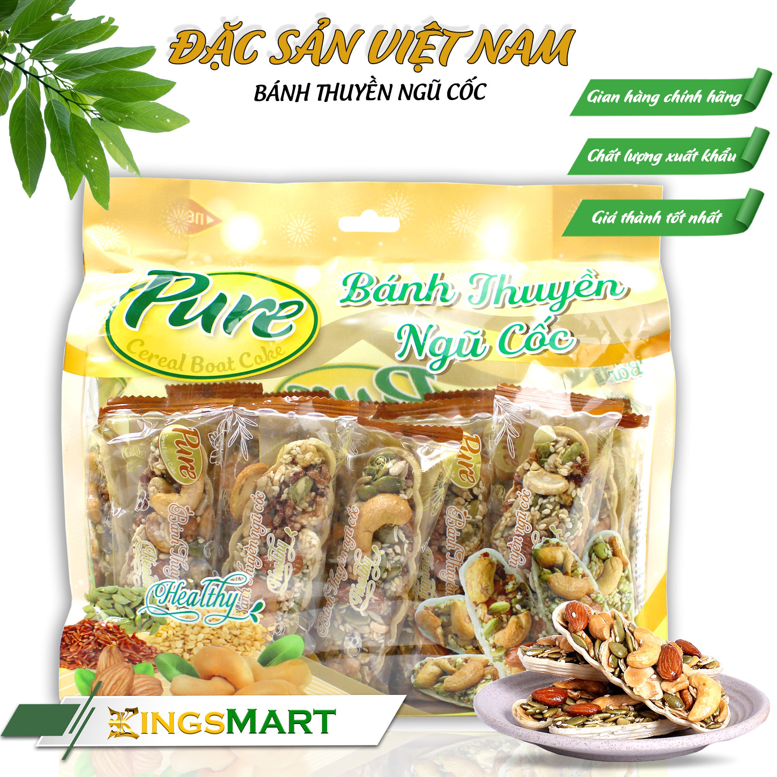 Bánh thuyền hạt ngũ cốc - Thương hiệu PURE THÀNH CÔNG - Đặc Sản Sài Gòn - Túi 450g/18 thanh - Kingsmart - Ảnh 3